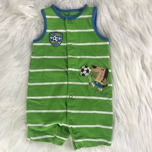 Carter’s Green & White Striped Body Suit | 3-6 M